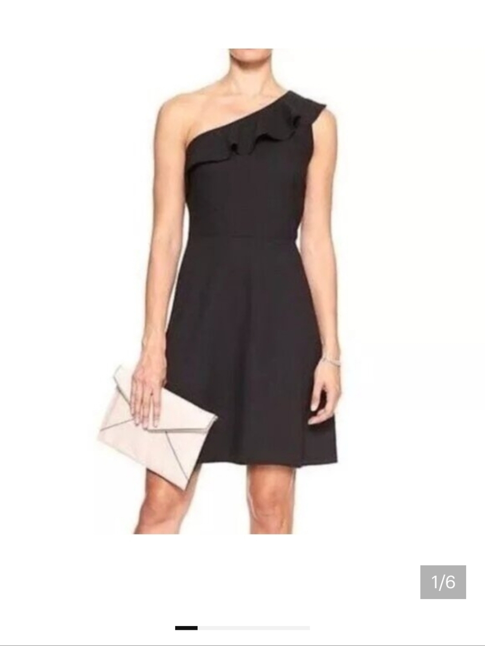 Banana Republic Black One-Shoulder Ruffle Dress